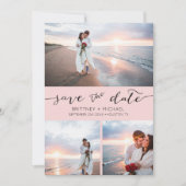 Foto Collage Handgeschreven Blush roze Opslaan Dat Aankondiging (Voorkant)