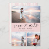 Foto Collage Handgeschreven Blush roze Opslaan Dat Aankondiging (Voorkant / Achterkant)