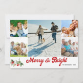 Foto Collage Handgeschreven Merry And Bright Kaart (Voorkant)
