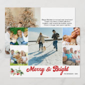 Foto Collage Handgeschreven Merry And Bright Kaart (Voorkant / Achterkant)