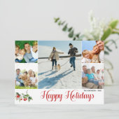 Foto Collage Handgeschreven Prettige Feestdagen Kaart (Staand voorkant)