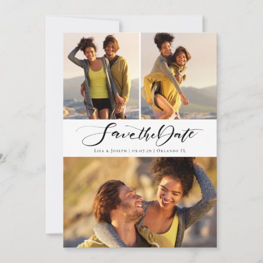 Foto Collage Handgeschreven Schrift Save The Date (Voorkant)