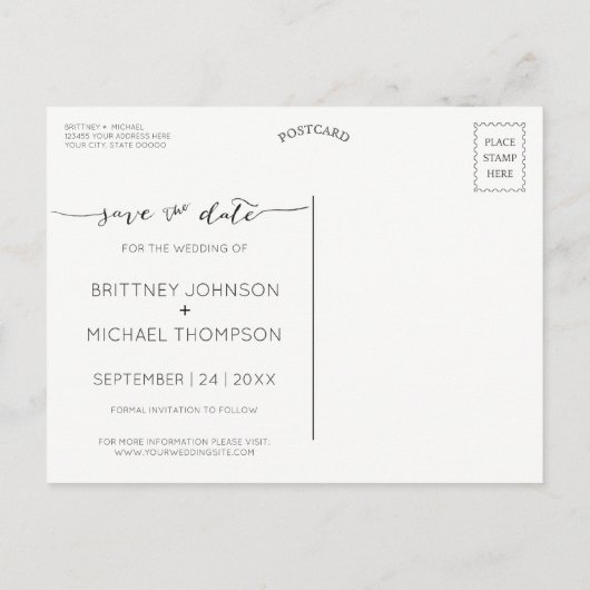 Foto Collage Handwrited Save the Date Gray Aankondigingskaart (Achterkant)