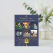 Foto Collage Hanukkah Kaarten Modern Vuurwerk Feestdagenkaart (Staand voorkant)