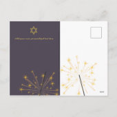 Foto Collage Hanukkah Kaarten Modern Vuurwerk Feestdagenkaart (Achterkant)