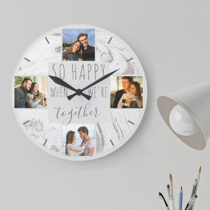 Foto Collage Happy Together Citaat Modern Marmer Grote Klok