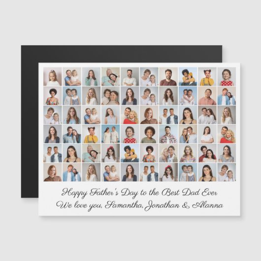 Foto Collage Happy Vaderdag Magnetic Kaart (Voorkant / Achterkant)