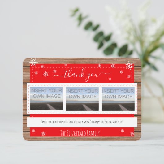 Foto collage Hartelijk dank voor kerstfeestdag Bedankkaart (Staand voorkant)