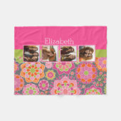 Foto collage heet roze oranje funky bloemen fleece deken (Voorkant (Horizontaal))