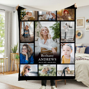 Foto Collage Herdenking Funeral Maak Uw Eigen Fleece Deken