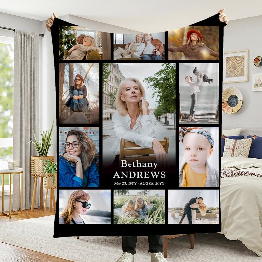 Foto Collage Herdenking Funeral Maak Uw Eigen Fleece Deken
