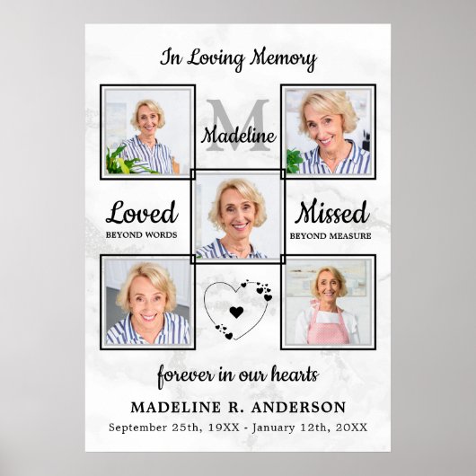 Foto Collage Herdenking Funeral Memoriaal Poster (Voorkant)