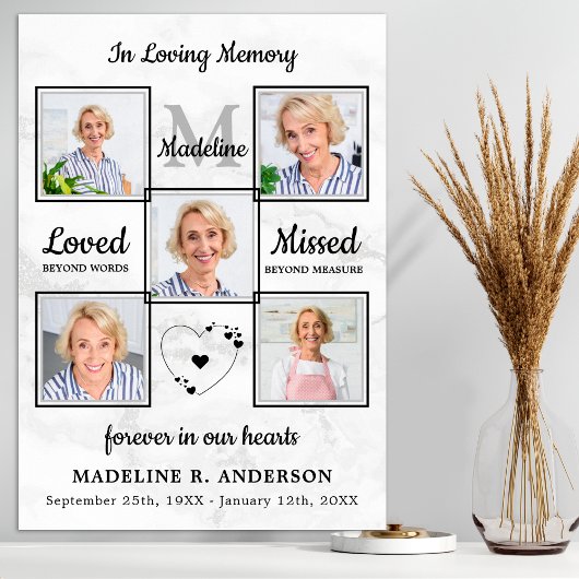 Foto Collage Herdenking Gedenkboek Rouwkaart Rouws Poster