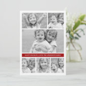 Foto Collage Holiday-fotokaart - rood Feestdagenkaart (Staand voorkant)