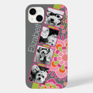 Foto Collage Hot Pink en Oranje bloemen Case-Mate iPhone 14 Plus Hoesje