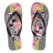 Foto Collage Hot Pink en Oranje bloemen Teenslippers (Voetbed)