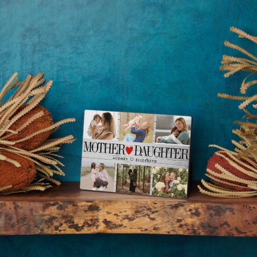 Foto Collage Houten Textuur Moeder Dochter Fotoplaat (Zijkant)