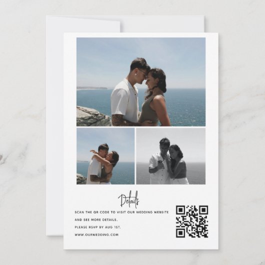 Foto Collage Huwelijk | Qr Code Uitnodigingen (Achterkant)
