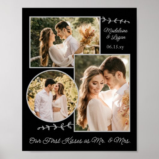 Foto Collage Huwelijkspaar Custom Mr Mrs Kisses Poster (Voorkant)