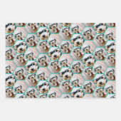 Foto collage in een funky hexagon patroon inpakpapier vel (Voorkant 2)