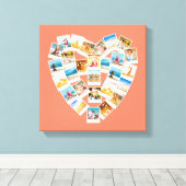 Foto-collage in hartvorm met familiefoto's canvas afdruk (Insitu (Houten vloer))