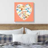 Foto-collage in hartvorm met familiefoto's canvas afdruk (Insitu (Slaapkamer))