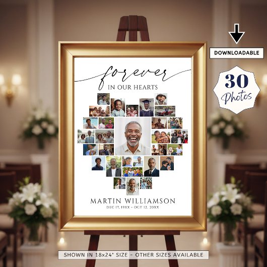 Foto Collage in Hartvorm Voor Altijd in Onze Hart Poster