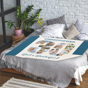 Foto collage in nummer 30 Vorm voor 30e verjaardag Sherpa Deken