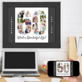 Foto Collage in nummer 60 Vorm voor 60e verjaardag Poster