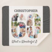 Foto Collage in nummer 60 Vorm voor 60e verjaardag Sherpa Deken (Voorkant (horizontaal))