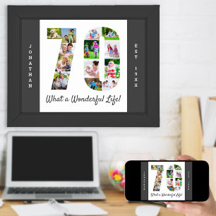 Foto Collage in nummer 70 Vorm voor 70e verjaardag Poster