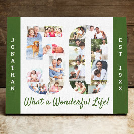 Foto Collage ingesteld in Number 50 Green White Cu Canvas Afdruk
