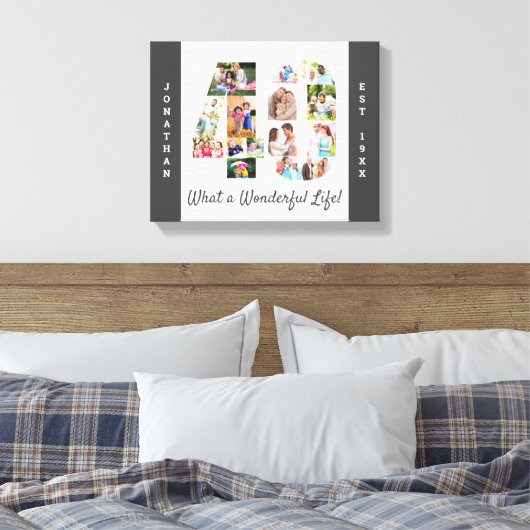 Foto Collage ingesteld op 40 Gray White Custom Canvas Afdruk (Insitu (Slaapkamer))