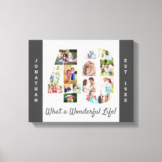 Foto Collage ingesteld op 40 Gray White Custom Canvas Afdruk (Voorkant)