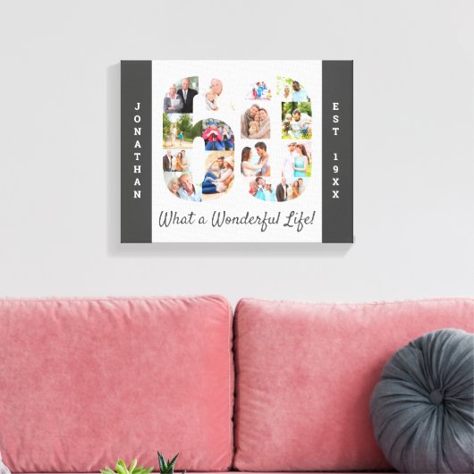Foto Collage ingesteld op 60 Gray White Custom Canvas Afdruk (Insitu (Woonkamer))
