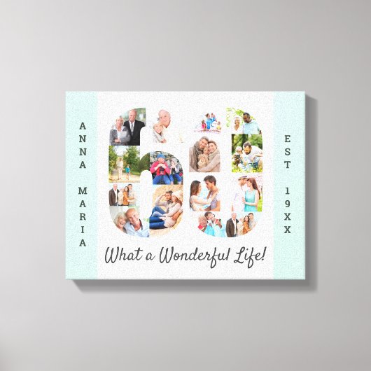 Foto Collage ingesteld op Number 60 Mint White Cus Canvas Afdruk (Voorkant)
