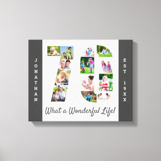 Foto Collage ingesteld op Number 70 Gray White Cus Canvas Afdruk (Voorkant)