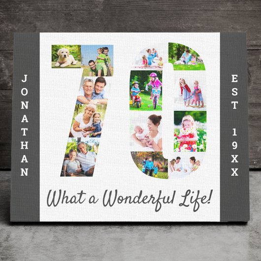 Foto Collage ingesteld op Number 70 Gray White Cus Canvas Afdruk