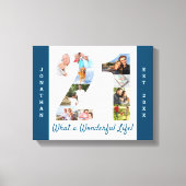 Foto Collage ingesteld op nummer 21 Blue White Cus Canvas Afdruk (Voorkant)