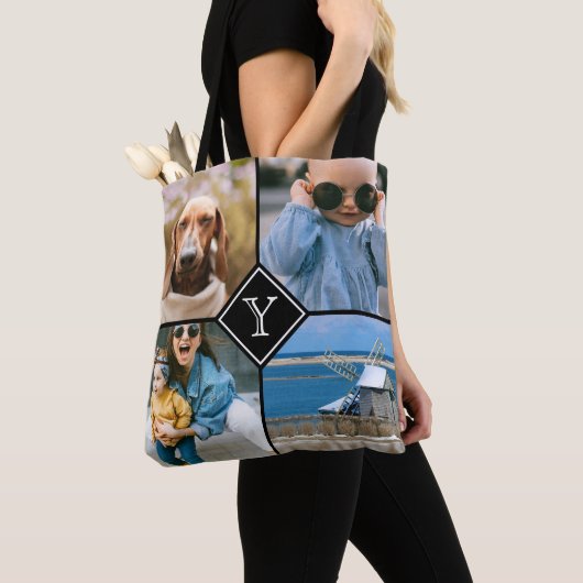 Foto collage, Initiaal monogram favoriete dingen Tote Bag (Dichtbij)