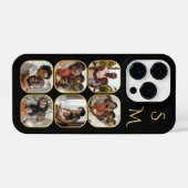Foto Collage Initialen Gold Black Elegant iPhone Hoesje (Achterkant horizontaal)