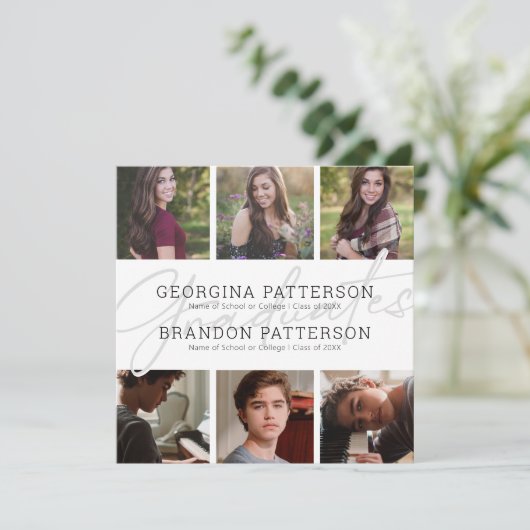 Foto Collage Joint Afstuderen Invitation Kaart (Staand voorkant)
