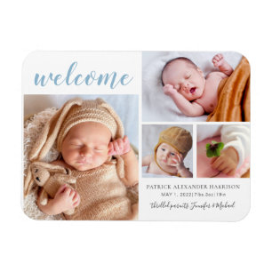 Foto-collage Jongen Baby Welkom Geboorteaankondigi Magneet