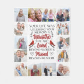 Foto Collage Kardinaal Memorial Quote Fleece Deken (Voorkant)