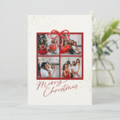 Foto-collage Kerstcadeau kaart Rode Strik (Staand voorkant)