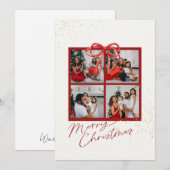 Foto-collage Kerstcadeau kaart Rode Strik (Voorkant / Achterkant)