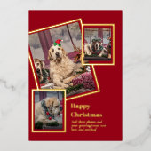 FOTO Collage kerstKaart REAL GOLD FOIL Folie Uitnodiging (Voorkant)