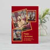FOTO Collage kerstKaart REAL GOLD FOIL Folie Uitnodiging (Staand Voorkant)