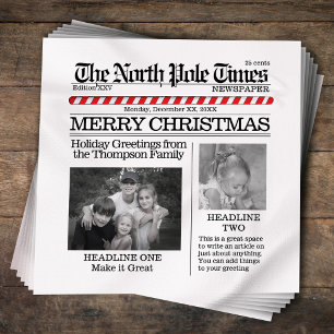 Foto Collage Kerstman Krant Kerst Grappig Servet
