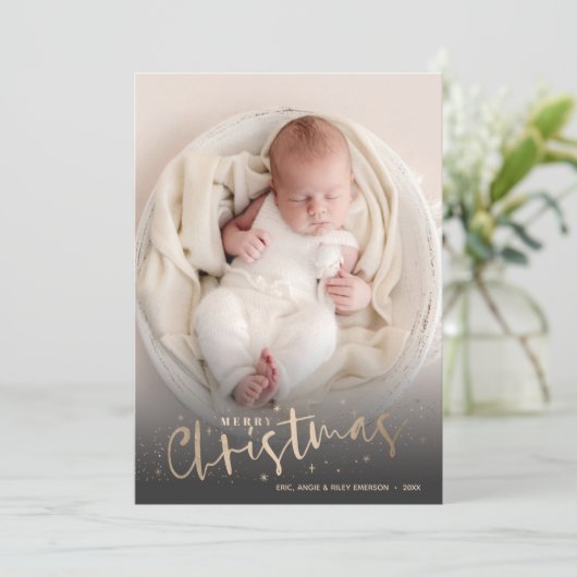 Foto Collage Kerstmis Geboorte Aankondiging (Staand voorkant)